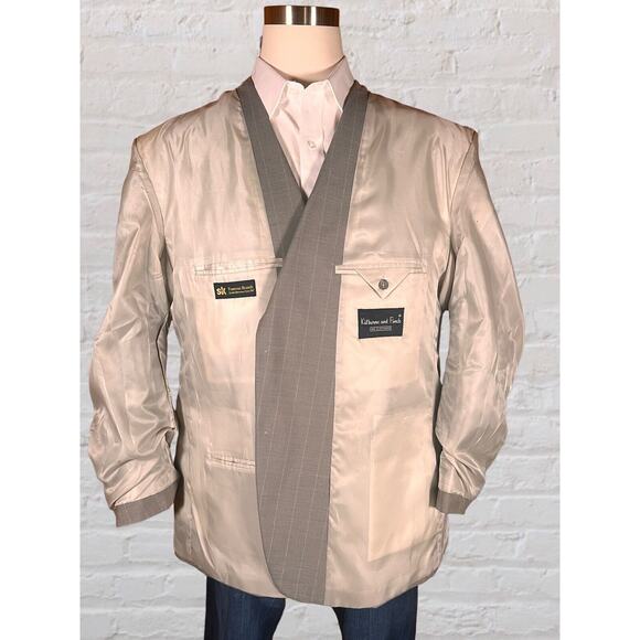 Kilburne and Finch 48R Gray Blue Pinstripe Blazer Casual Sport Coat Jacket - Picture 7 of 15